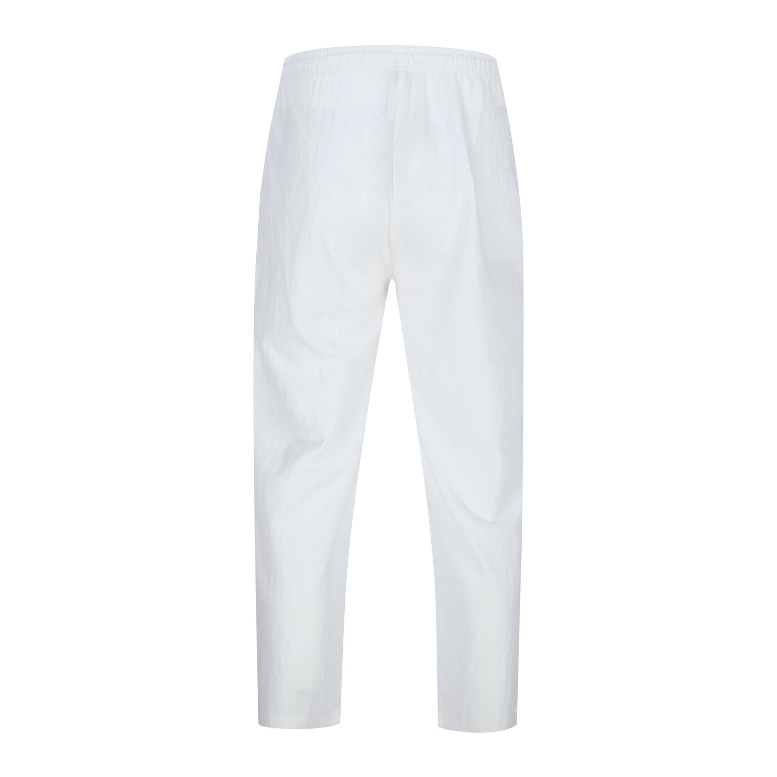 thumbnail image 3 of Pantalones informales de lino con cordón para hombre - Cintura elástica, bolsillos laterales - Ligeros y transpirables - Para la playa, el yoga y el verano, 3 of 8
